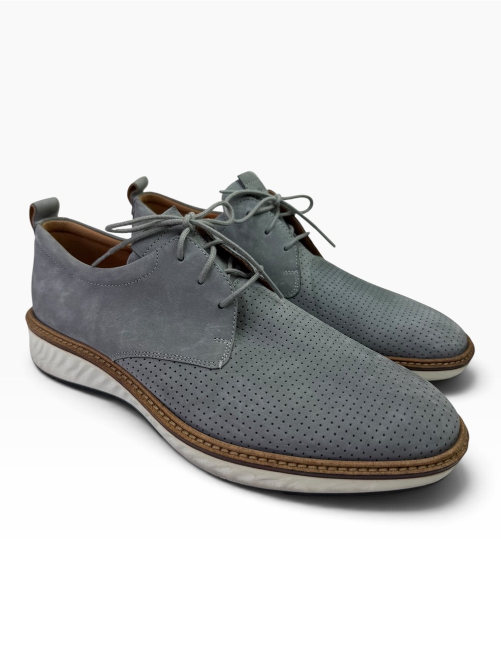 Ecco ST.1 Hybrid Perforated Derby Shoe Gray Leather Lace Up Men’s Size 43/9-9.5